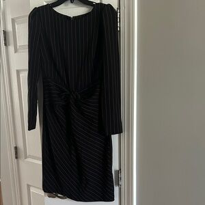 DKNY Black Pinstripe Long Sleeve Dress